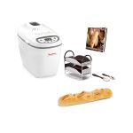 image produit Moulinex Home Bread Baguette Machine à petits pains, 16 programmes, Résultats homogènes, Jusqu'à 1,5 kg de pain frais, Plaques croustillants, 3 niveaux de dorage OW610110, Blanc