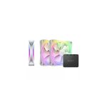 image produit NZXT F120 RGB Duo - RF-D12TF-W1 - 3 ventilateurs RGB double LED de 120 mm avec contrôleur RGB - 20 LED configurables individuellement - Airflow et pression statique équilibrées - Pack triple – Blanc - livrable en France