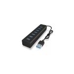 image produit ICY BOX Hub USB 7 Ports avec 7 Ports USB 3.0 (Type-A), câble intégré, Aluminium, Noir 60819 - livrable en France
