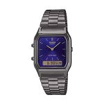 image produit Casio Montre Quartz Unisexe 30.00mm avec Cadran Bleu analogique/numérique et Bracelet en Bracelet en Acier Argent AQ-230EGG-2AEF