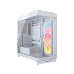image produit CORSAIR Frame 4500X LX-R RGB Link Boîtier PC Moyen-Tour en Verre Panoramique – Système de Fixation du Ventilateur InfiniRail, Peut Accueillir Deux Radiateurs de 360 mm, 3X LX120-R RGB Link – Blanc