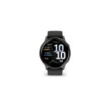image produit Garmin Venu 4, 45mm - Montres GPS connectées avancées Forme et santé avec écran Ultra-Lumineux et coloré, Lampe LED intégrée et Fonctions connectée - Noir et Gray avec Bracelet Noir - livrable en France
