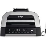 image produit Ninja MAX 6-en-1 Grill d’intérieur et friteuse sans huile, 6 modes, cuit jusqu’à 6 hamburgers, capacité 3,8 l, faible dégagement de fumée, thermomètre à viande numérique inclus, Gris/Argent, DG551EU - livrable en France
