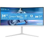 image produit Philips Evnia 34M2C5501A - Moniteur de Jeu incurvé WQHD 34 Pouces, 180 Hz, 1 ms, FreeSync Premium, Ambiglow (3440x1440, 2X HDMI 2.0, 1x DisplayPort 1.4, Hub USB) Blanc