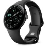 image produit Google Pixel Watch 4 (45 mm) – Montre connectée Android, Suivi des données de santé et de Remise en Forme, et Aide de Gemini – Boîtier en Aluminium Noir Mat – Bracelet Sport Noir Volcanique – Wi-FI