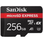 image produit SanDisk microSD Express, 256 Go Carte microSD, Vitesee de lecture/écriture jusqu'à 880/480 Mo/s, Des vitesses de lecture jusqu’à 4,4 fois plus élevées que nos cartes microSD Class 10, U3