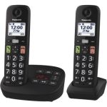 image produit Panasonic KX-TGU132EXB Téléphone Numérique sans Fil avec Répondeur, Unité de Base et 2 Combinés, Écran LCD, Grosses Touches, Appel Favori, Compatible avec Les Appareils Auditifs, Noir - livrable en France