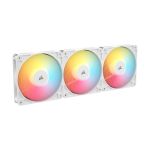 image produit CORSAIR RS120-R ARGB 120mm PWM +5 ARGB Inversée Ventilateurs – Inversé Rotor, Huit RGB LEDs, Haute Pression Statique, Connecteurs en Série, Roulement à Dôme Magnétique – Pack Triple – Blanc