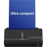 image produit EPSON ES-C320W | Scanner A4 recto-verso compact Wi-Fi - faible consommation, modes demi-tour et chemin droit, compatibilité multi-appareils, numérisation passeports et livrets
