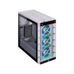 image produit Corsair iCUE 465X RGB Boîtier gaming Moyen-Tour ATX en Verre Trempé (Panneaux Avant et latéral en Verre Trempé, Trois ventilateurs LL120 RGB inclus, Diverses Options de Refroidissement) - Blanc