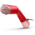 image produit Philips Défroisseur à Main 5000 Séries - Steamer 1300W, Vapeur 24g/min, Réservoir 120ml, prêt en 35sec, plaque chauffante, modes Éco & Max, pochette, Léger 720g, rouge orangé (STH5020/40)