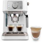 image produit De'Longhi Machine à café manuelle Stilosa EC260.W, pression 15 bars, système cappuccino, arrêt automatique, compatible avec les tampons ESE, 2 récipients étagés, capacité 1 L, blanc - livrable en France