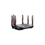 image produit MSI Radix AXE6600 WiFi 6E Routeur Gaming Tri-Bande - WLAN Rapide jusqu'à 6600 Mbps (6GHz, 5GHz, 2.4GHz sans Fil), Priorité AI QoS, MU-MIMO, Beamforming, WPA3, WAN/LAN 2.5G & 4 x Ports LAN 1G - RGB