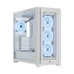 image produit Corsair iCUE 5000X RGB QL Edition Boîtier moyen-tour (Quatre ventilateurs QL120, iCUE Lighting Node CORE inclus, Gestion des câbles facile, 136 LED au total) Blanc