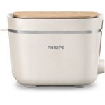 image produit Philips Grille-pain Édition Eco Conscious, 2 Fentes, 8 Réglages, Réchauffe-Viennoiseries, Décongélation, Fabriqué à partir d'Huile de Cuisson Usagée, Blanc Soyeux Mat (HD2640/10)