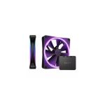 image produit NZXT F140 RGB Duo - RF-D14DF-B1 - 2 ventilateurs RGB double LED de 140 mm - 20 LED configurables individuellement - Airflow et pression statique équilibrées - Pack double – Noir