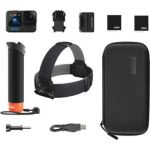 image produit GoPro Ensemble d'accessoires HERO12 – Comprend Une HERO12 Noire, The Handler (poignée Flottante), Une Sangle de tête 2.0, Une Batterie Rechargeable Enduro (2) et Un étui de Transport