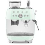 image produit Smeg, Machine à Café Expresso Manuelle EGF03PGEU, avec Broyeur à Grain Intégré, Thermoblock, 4 Niveaux de Température, Buse Vapeur et Manomètre, Réservoir 1 L, Dimensions Compactes, 1350W, Vert d'eau