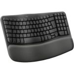 image produit Logitech Wave Keys - Clavier Ergonomique sans Fil, Repose-Poignets rembourré, Frappe Naturelle econfortable, Easy-Switch, Bluetooth, récepteur Logi Bolt,Multi-SE,Windows/Mac, Français AZERTY-Graphite