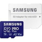 image produit Samsung Carte Mémoire MicroSDXC, Pro Plus MB-MD512SA/EU, 512 Go, vitesse de lecture jusqu’à 180 Mo/s, fournie avec adaptateur SD - livrable en France