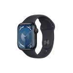 image produit Apple Watch Series 9 (41 mm GPS) Smartwatch avec boîtier aluminium et Bracelet Sport Minuit (S/M). Suivi de l’activité Physique, apps Oxygène sanguin et ECG, écran Retina Toujours activé