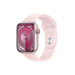 image produit Apple Watch Series 9 (45 mm GPS + Cellular) Smartwatch avec boîtier aluminium Rose et Bracelet Sport Rose pâle (S/M). Suivi de l’activité Physique, apps Oxygène sanguin et ECG, résistance à l’Eau