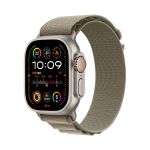 image produit Apple Watch Ultra 2 (49 mm GPS + Cellular) Smartwatch avec boîtier en titane robuste et Boucle Alpine olive - Small. Suivi de l’activité physique, GPS haute précision, bouton Action, neutre en carbone