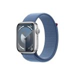 image produit Apple Watch Series 9 (45 mm GPS) Smartwatch avec boîtier en Aluminium Argent et Boucle Sport Bleu d’Hiver. Suivi de l’activité Physique, apps Oxygène sanguin et ECG, Neutre en Carbone