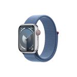 image produit Apple Watch Series 9 (41 mm GPS + Cellular) Smartwatch avec boîtier en aluminium Argent et Boucle Sport Bleu d’Hiver. Suivi de l’activité Physique, apps Oxygène sanguin et ECG, Neutre en Carbone