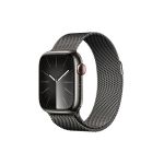 image produit Apple Watch Series 9 (41 mm GPS + Cellular) Smartwatch avec boîtier en Acier Inoxydable et Bracelet Milanais Graphite. Suivi de l’activité Physique, apps Oxygène sanguin et ECG, résistance à l’Eau