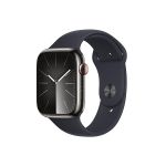 image produit Apple Watch Series 9 (45 mm GPS + Cellular) Smartwatch avec boîtier en Acier Inoxydable Graphite et Bracelet Sport Minuit (S/M). Suivi de l’activité Physique, apps Oxygène sanguin et ECG