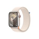 image produit Apple Watch Series 9 (45 mm GPS + Cellular) Smartwatch avec boîtier en Aluminium et Boucle Sport lumière stellaire. Suivi de l’activité Physique, apps Oxygène sanguin et ECG, Neutre en Carbone