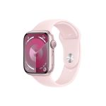 image produit Apple Watch Series 9 (45 mm GPS) Smartwatch avec boîtier Aluminium Rose et Bracelet Sport Rose pâle (M/L). Suivi de l’activité Physique, apps Oxygène sanguin et ECG, écran Retina Toujours activé