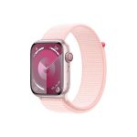 image produit Apple Watch Series 9 (45 mm GPS + Cellular) Smartwatch avec boîtier en Aluminium Rose et Boucle Sport Rose pâle. Suivi de l’activité Physique, apps Oxygène sanguin et ECG, Neutre en Carbone