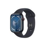 image produit Apple Watch Series 9 (45 mm GPS + Cellular) Smartwatch avec boîtier aluminium et Bracelet Sport Minuit (M/L). Suivi de l’activité Physique, apps Oxygène sanguin et ECG, écran Retina Toujours activé