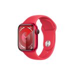 image produit Apple Watch Series 9 (41 mm GPS + Cellular) Smartwatch avec boîtier Aluminium et Bracelet Sport (Product) Red (M/L). Suivi de l’activité Physique, apps Oxygène sanguin et ECG, résistance à l’Eau