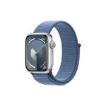 image produit Apple Watch Series 9 (41 mm GPS) Smartwatch avec boîtier en Aluminium Argent et Boucle Sport Bleu d’Hiver. Suivi de l’activité Physique, apps Oxygène sanguin et ECG, Neutre en Carbone