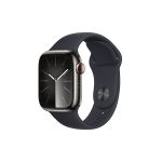 image produit Apple Watch Series 9 (41 mm GPS + Cellular) Smartwatch avec boîtier en Acier Inoxydable Graphite et Bracelet Sport Minuit (S/M). Suivi de l’activité Physique, apps Oxygène sanguin et ECG