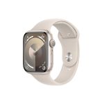 image produit Apple Watch Series 9 (45 mm GPS) Smartwatch avec boîtier Aluminium et Bracelet Sport lumière stellaire (S/M). Suivi de l’activité Physique, apps Oxygène sanguin et ECG, écran Retina Toujours activé