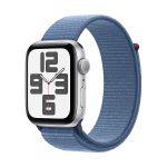 image produit Apple Watch SE (2ᵉ génération, 2023) (44 mm GPS + Cellular) Smartwatch avec boîtier aluminium Argent et Boucle Sport Bleu d’Hiver. Suivi de l’activité Physique et du Sommeil, Neutre en Carbone