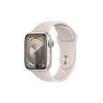 image produit Apple Watch Series 9 (41 mm GPS) Smartwatch avec boîtier Aluminium et Bracelet Sport lumière stellaire (S/M). Suivi de l’activité Physique, apps Oxygène sanguin et ECG, écran Retina Toujours activé