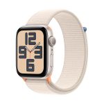 image produit Apple Watch SE (2ᵉ génération, 2023) (44 mm GPS) Smartwatch avec boîtier aluminium et Boucle Sport lumière stellaire. Suivi de l’activité Physique et du Sommeil, écran Retina, Neutre en Carbone