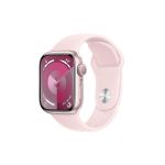 image produit Apple Watch Series 9 (41 mm GPS) Smartwatch avec boîtier aluminium Rose et Bracelet Sport Rose pâle (S/M). Suivi de l’activité Physique, apps Oxygène sanguin et ECG, écran Retina Toujours activé
