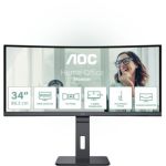 image produit AOC CU34P3CV - Écran incurvé WQHD 34 pouces, réglable en hauteur, haut-parleurs (3440x1440, 100 Hz, HDMI, DisplayPort, USB-C (65W PD), RJ45, hub USB) noir - livrable en France