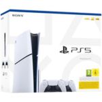 image produit PlayStation Pack Console 5 (PS5) Edition Standard (Modèle - Slim) Plus 2ème manette DualSense Blanche