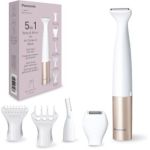 image produit Panasonic ES-WM31 in 1 Body & Bikini Kit, Women's Hair Remover, Ladies Shavers, Bikini Trimmer, 5 Attachments, IPX7 Waterproof, Wet & Dry, Battery Powered (1 x AA Required), White Gold