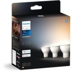 image produit Philips Hue white ambiance, lot de 3 ampoules connectée GU10, lumière blanche réglable de chaud à froid, compatible Bluetooth, contrôle vocal avec Alexa, Apple Home et Google Assistant - livrable en France