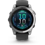 image produit Garmin fēnix E - Montre GPS Multisports AMOLED – Acier Silver avec Bracelet Noir - livrable en France