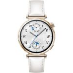 image produit HUAWEI Montre connectée Watch GT 5 41 mm doré en Acier Inoxydable avec Bracelet en Cuir reconstitué Blanc