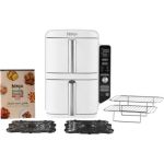 image produit NINJA Double Stack XL Air Fryer, Friteuse sans huile Verticale Double Tiroir 4 Niveaux de Cuisson, 2 Tiroirs, 2 Grilles, Capacité de 9,5 L, 6 Fonctions, 8 Portions, Pinces, Blanc SL400EUWH
